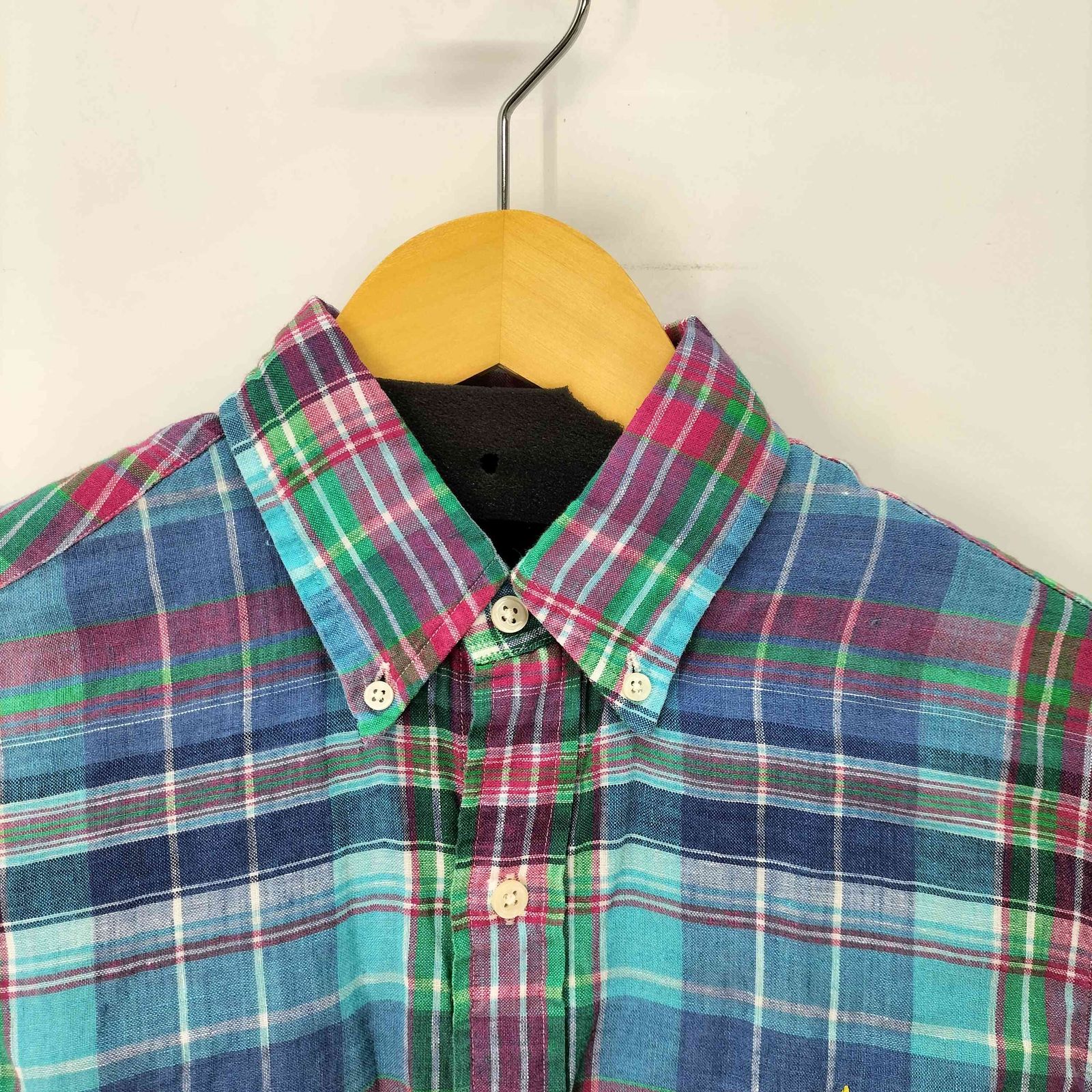 【美品】　ラルフローレン ボタンダウンシャツ マドラスチェック ポニー刺繍　L ラルフローレン RALPH LAUREN ポニー刺繍 マドラスチェック ボタン