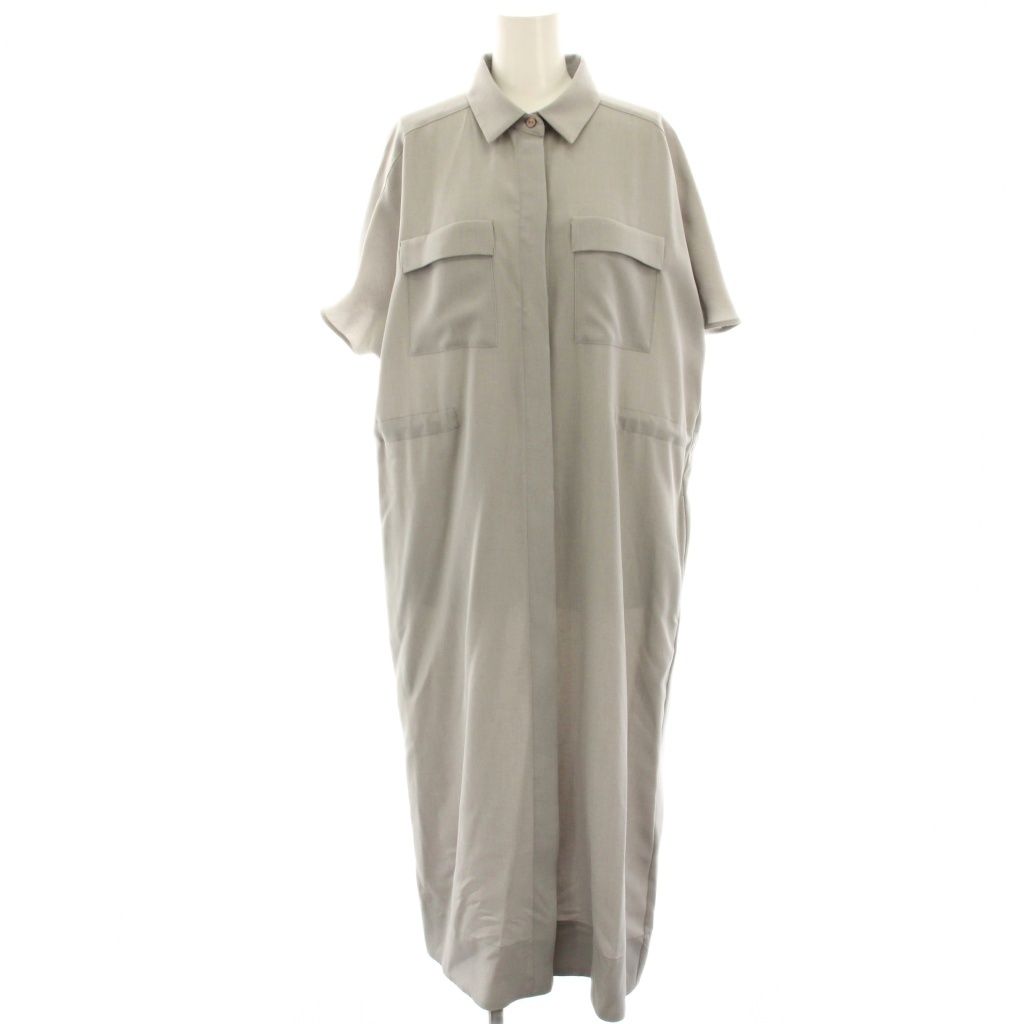 ソージュ SOEJU ロングシャツワンピース ミモレ ロング 半袖 M グレー