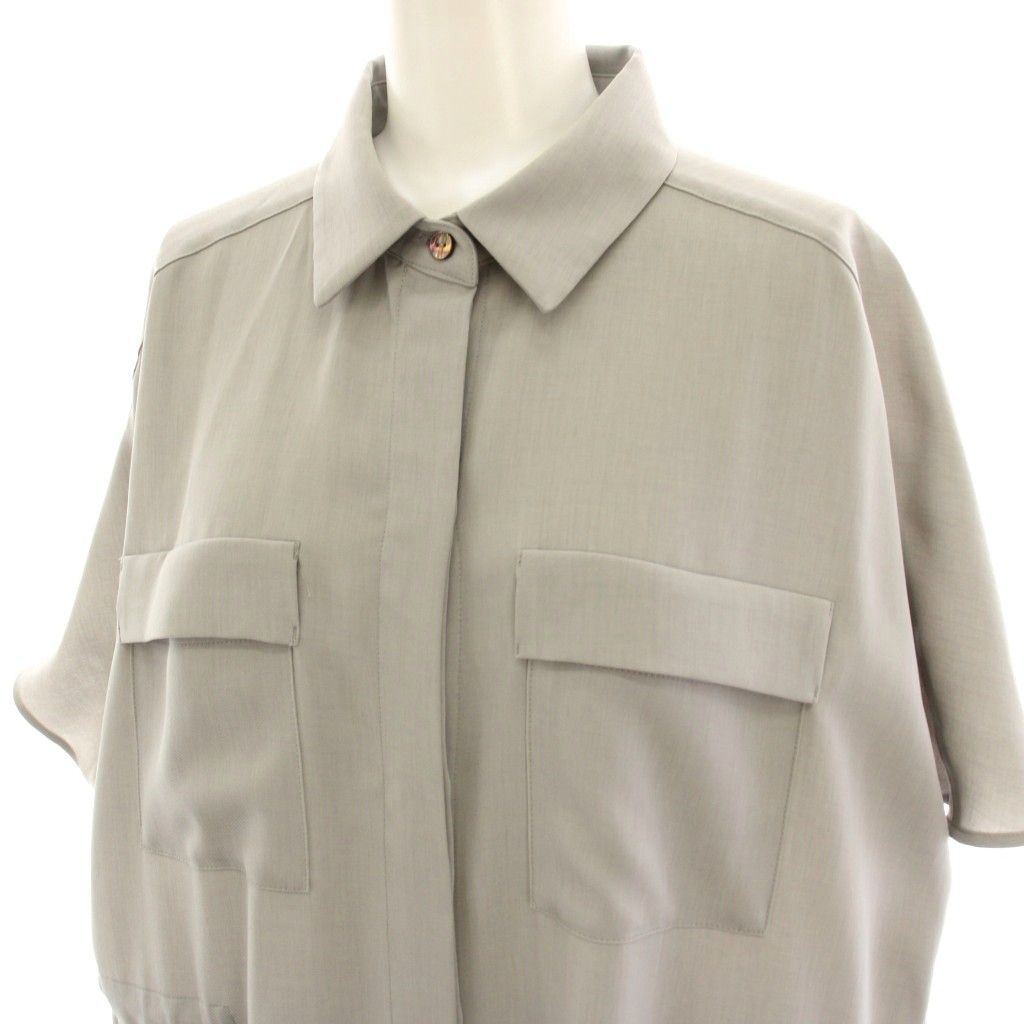 ソージュ SOEJU ロングシャツワンピース ミモレ ロング 半袖 M グレー