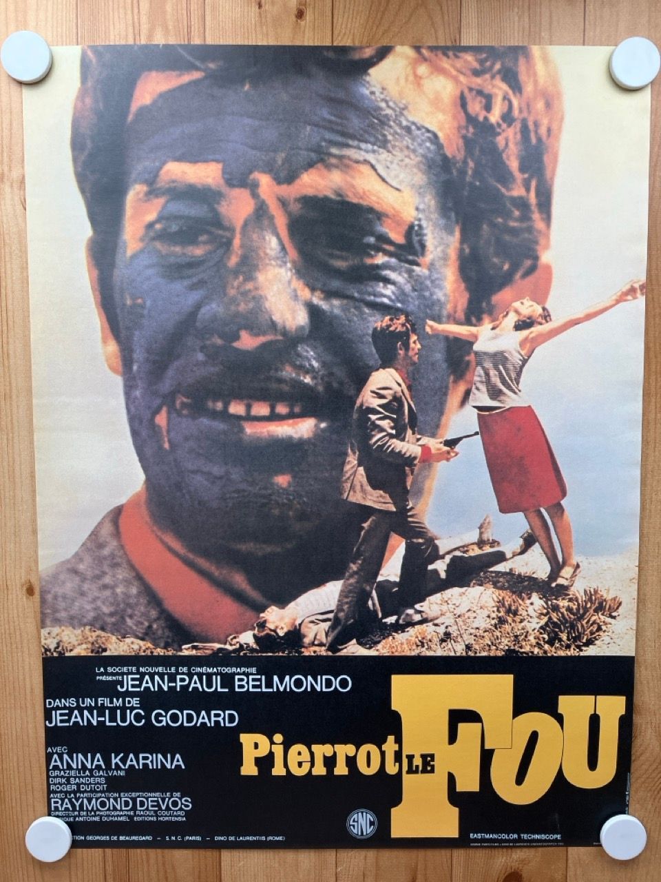 ポスター 気狂いピエロ ジャン＝リュック・ゴダール - メルカリ