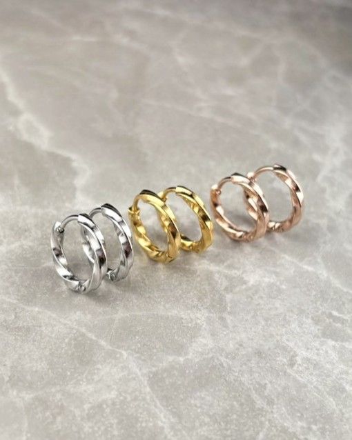 【医療用ステンレス】サージカルステンレス ピアス アレルギー対応  ワンタッチ つけっぱなしOK 錆びない【中折れ 小さめフープ】 thumbnail 2