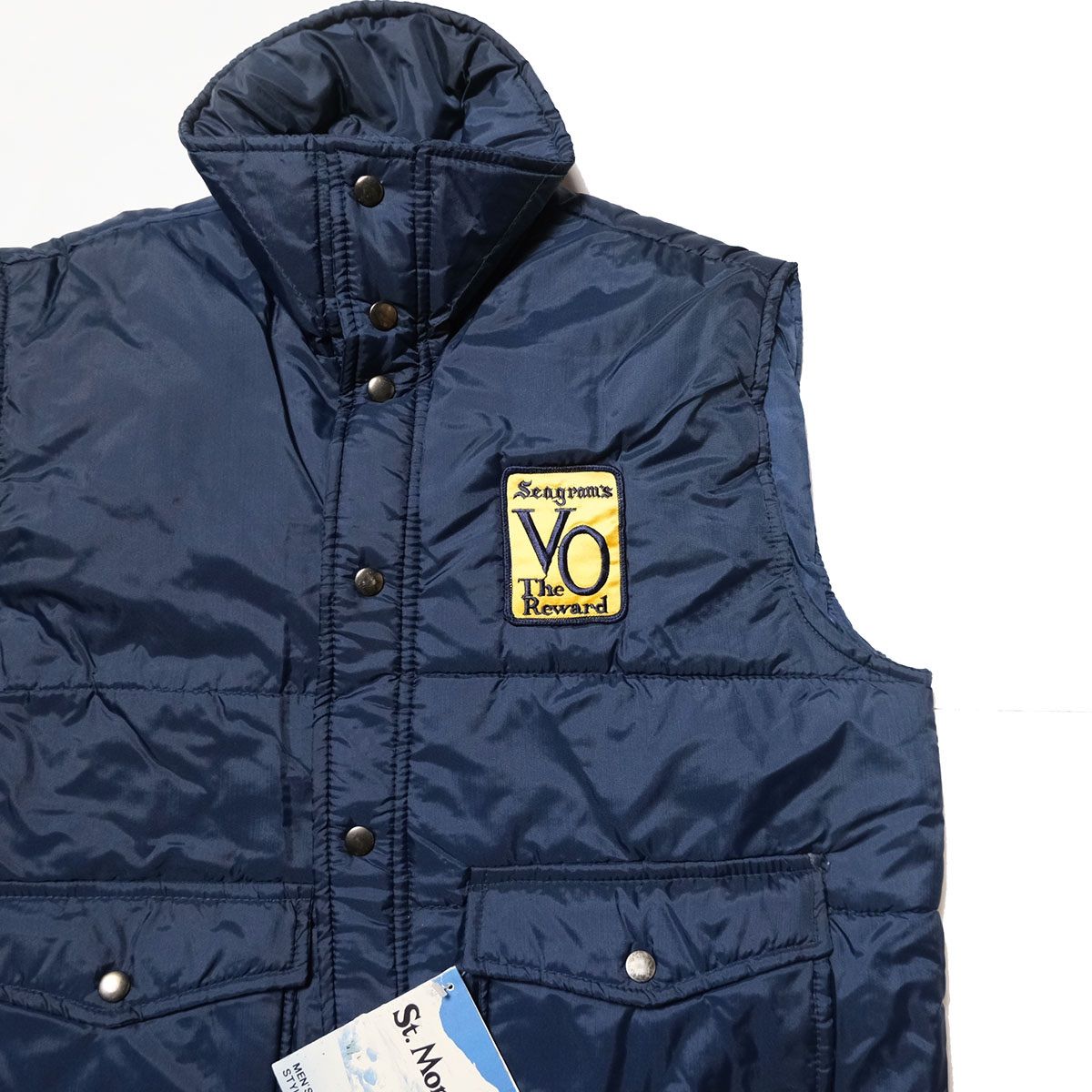 デッドストック 80's St.Moritz 中綿 キルティング ナイロン ベスト 紺