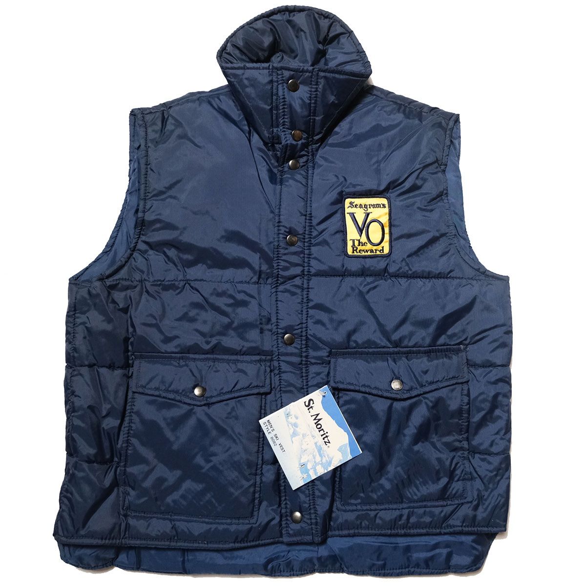 デッドストック 80's St.Moritz 中綿 キルティング ナイロン ベスト 紺