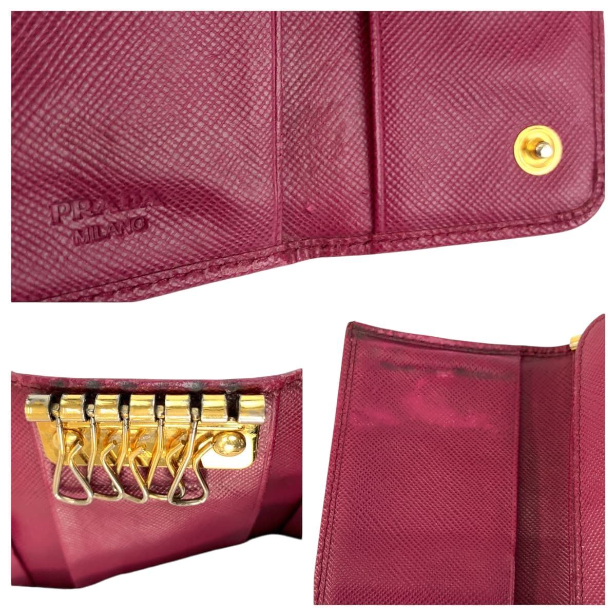 PRADA プラダ サフィアーノ ロゴ ピンク ゴールド金具 レザー 197A