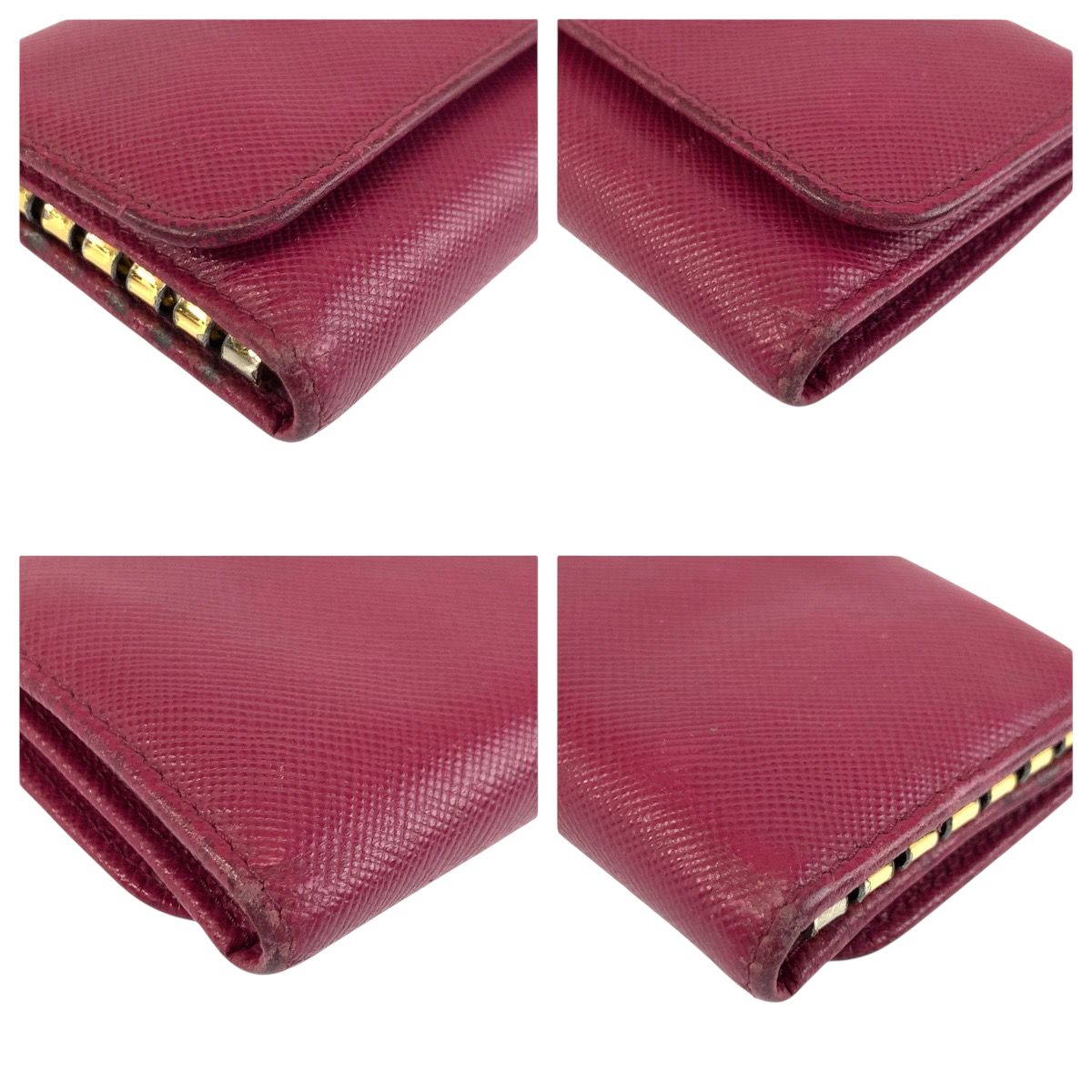 PRADA プラダ サフィアーノ ロゴ ピンク ゴールド金具 レザー 197A