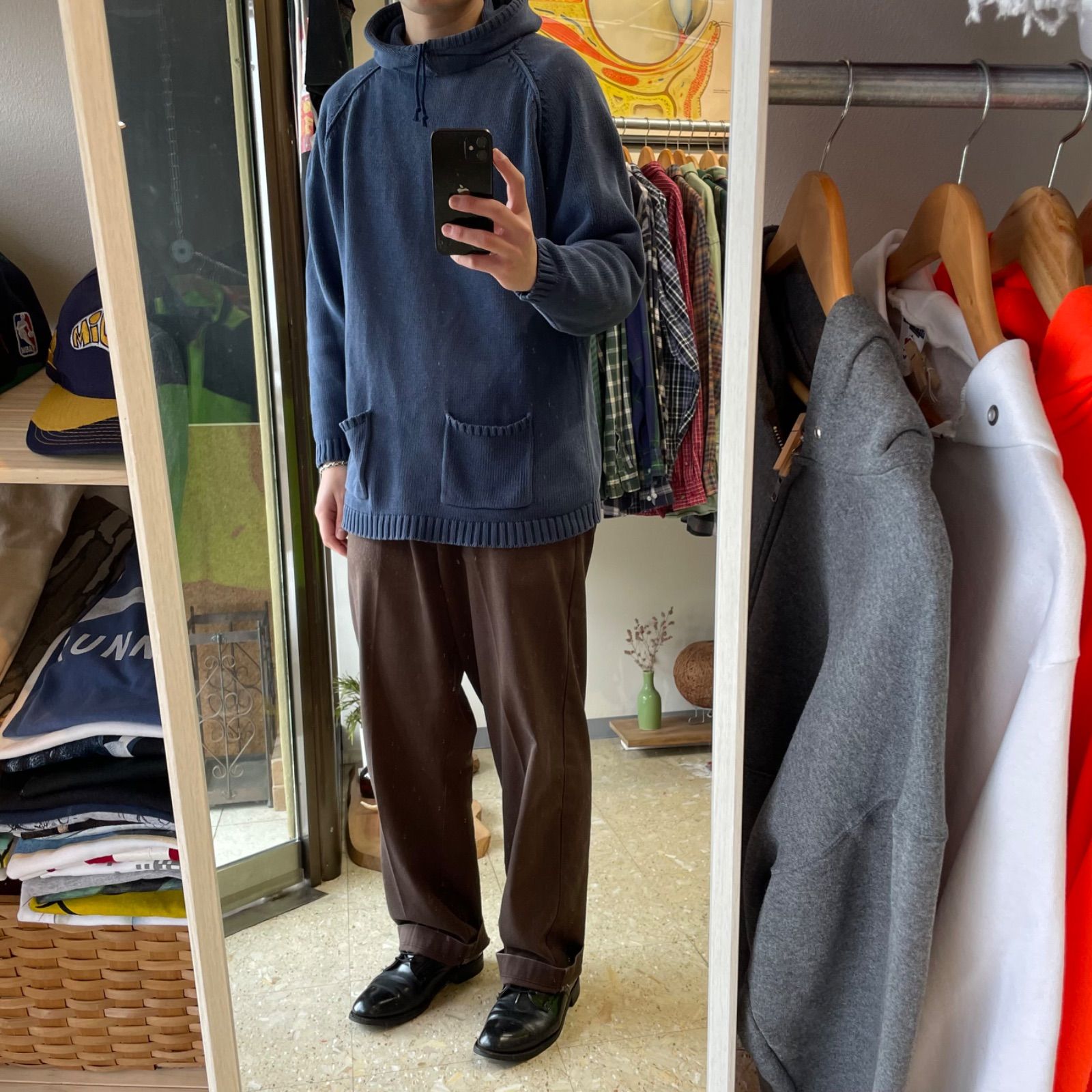90s 【OLD GAP】 オールドギャップ コットンニット パーカー ネイビー 