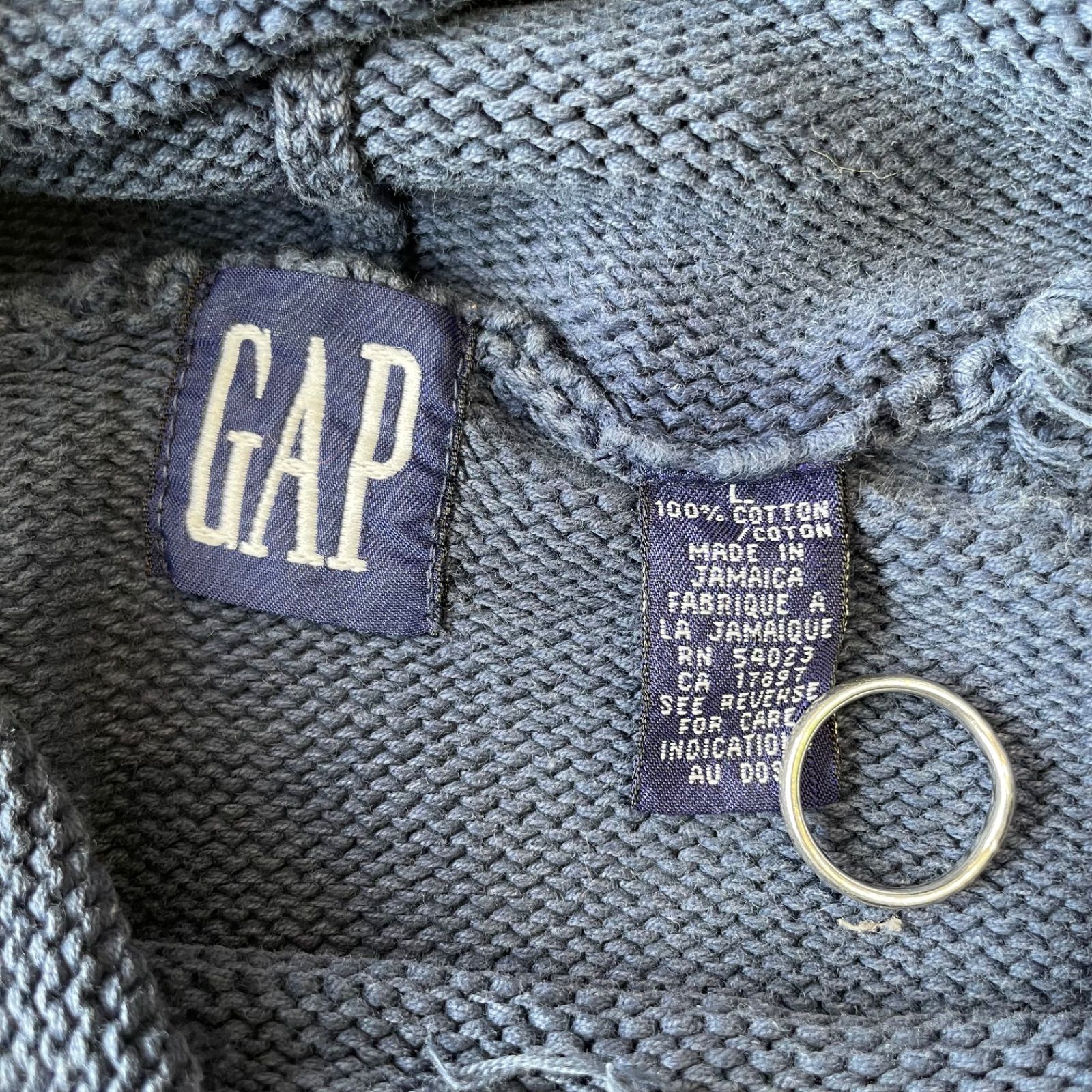 90s 【OLD GAP】 オールドギャップ コットンニット パーカー ネイビー 