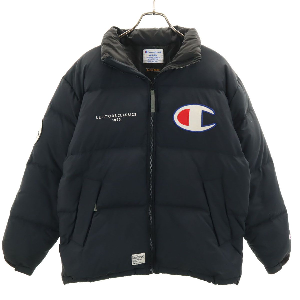 Champion チャンピオン ダウンジャケット M ネイビー メンズ 古着 