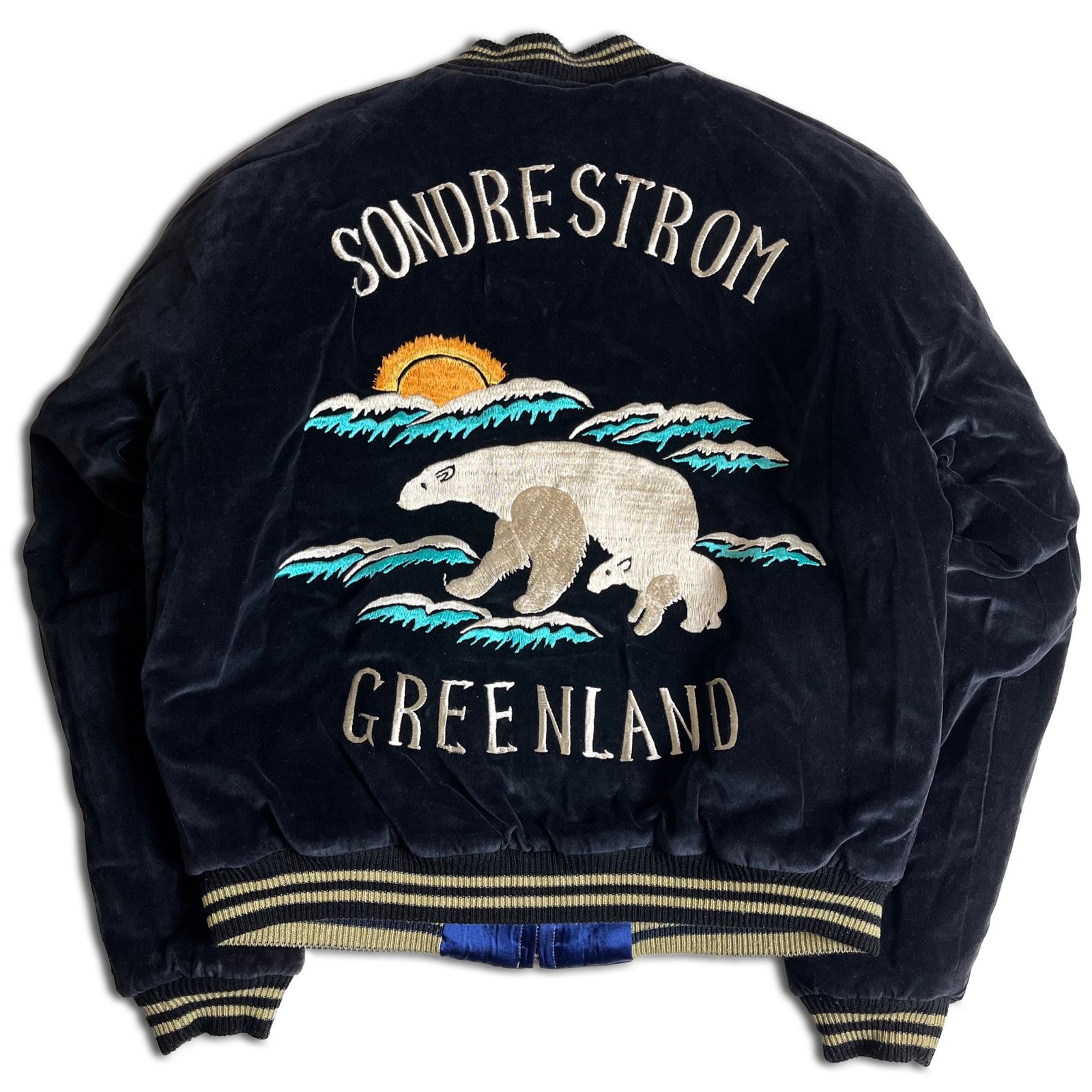 TAILOR東洋 リバーシブル ベロア スカジャン GREENLAND 黒×青 M