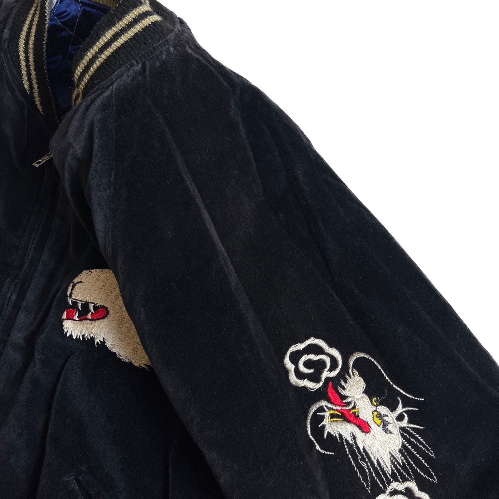 TAILOR東洋 リバーシブル ベロア スカジャン GREENLAND 黒×青 M