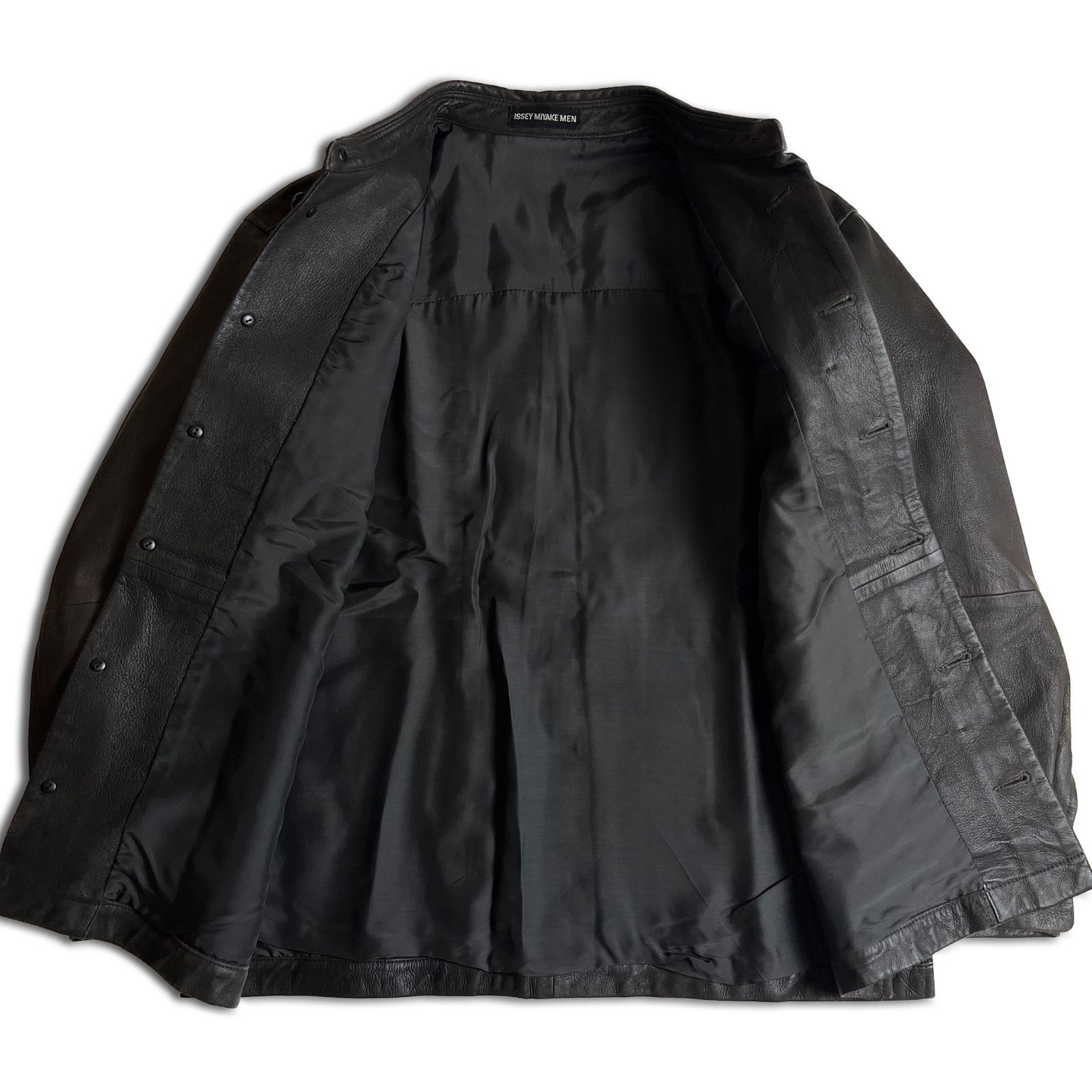 2000AW】ISSEY MIYAKE MEN ラムレザー シャツジャケット 2 ダーク