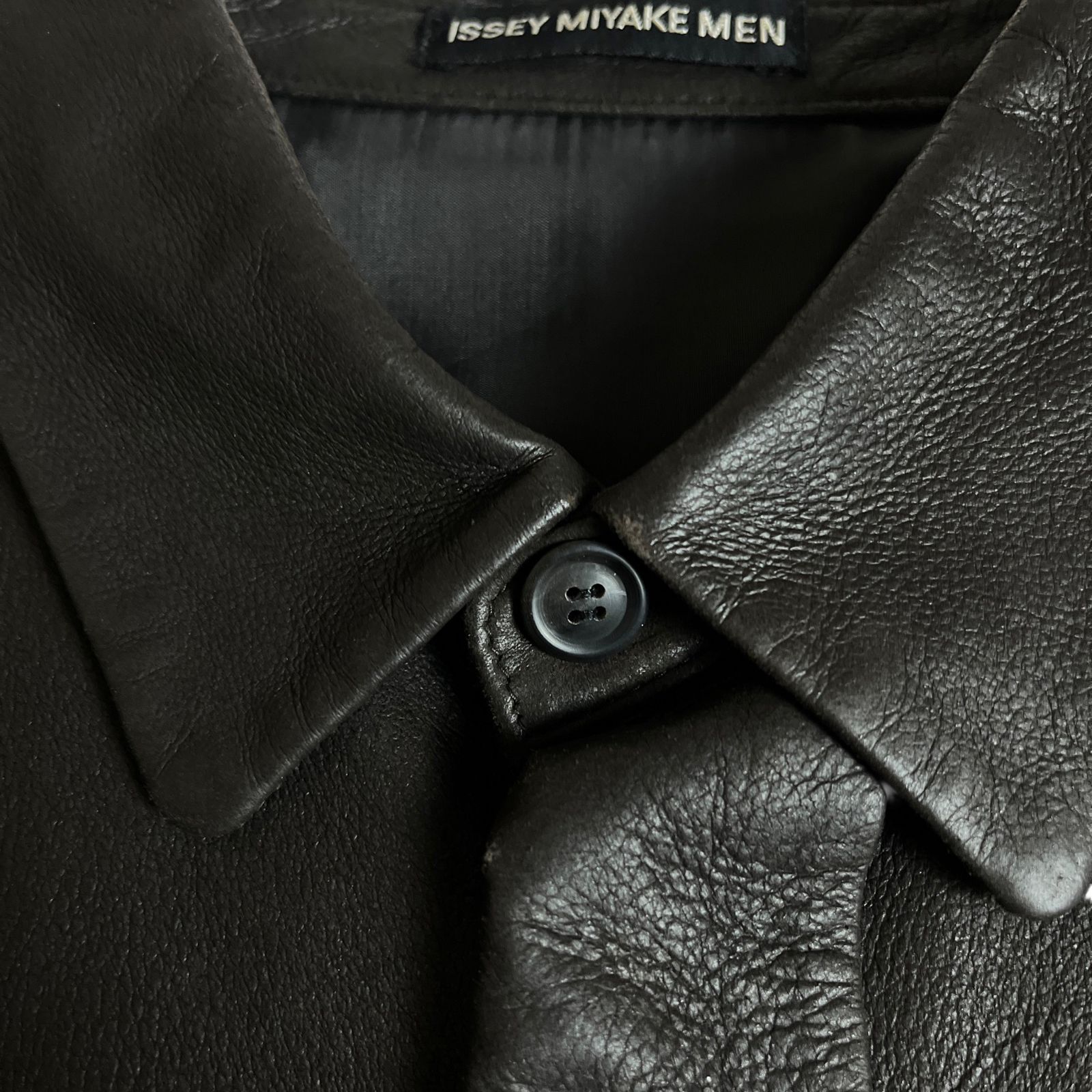 2000AW】ISSEY MIYAKE MEN ラムレザー シャツジャケット 2 ダーク