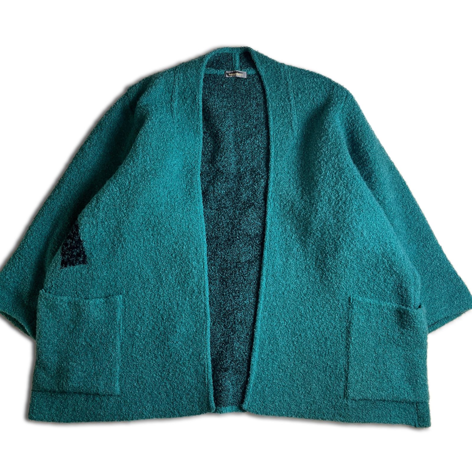 美品 80s】ISSEY MIYAKE 筆タグ ウールパイル ボタンレス カーディガン