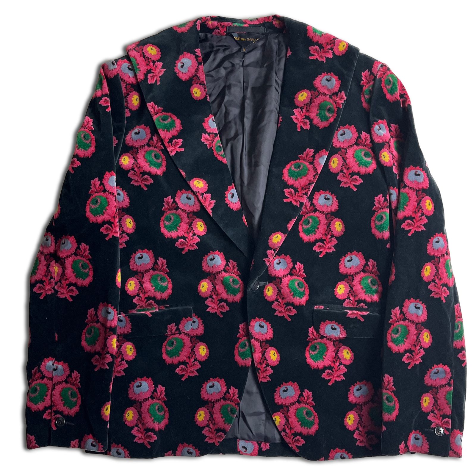 コムデギャルソン COMME des GARCONS ベロア総柄ジャケット 極美品】COMME des GARCONS ベロア フラワー 総柄 テーラード