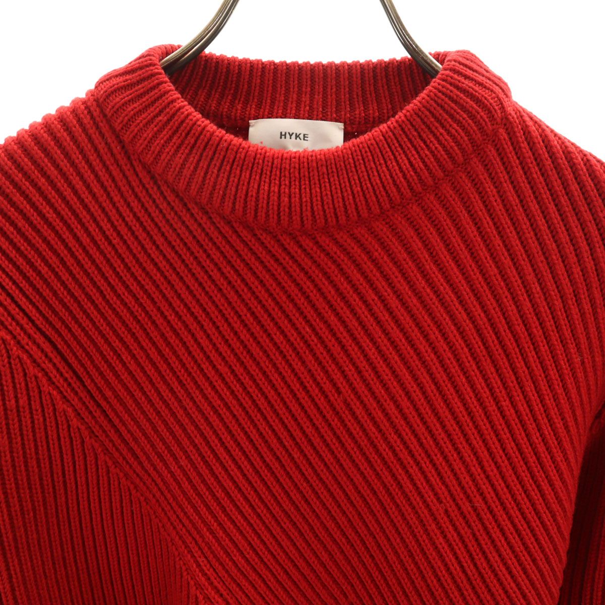 HYKE ハイク 長袖 リブ ニット 1 レッド セーター レディース 古着