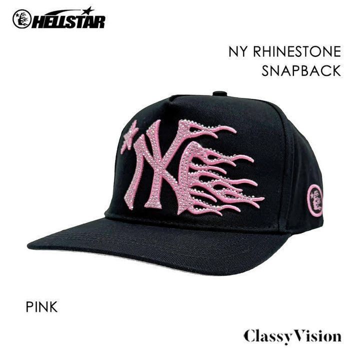 HELLSTAR NY RHINESTONE SNAPBACK BLACK/PINK 【キャップ】【スナップ
