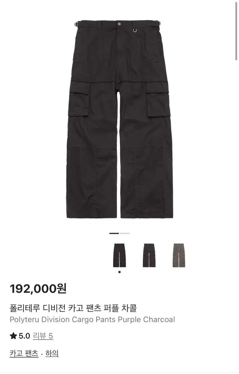 2 ポリテリル ディヴィジョン カーゴ パンツ パープル チャコール