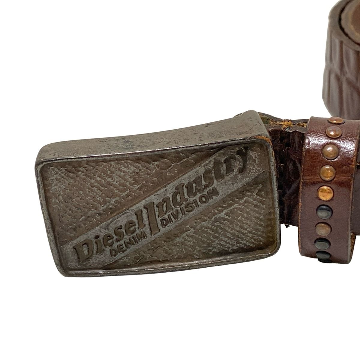 DIESEL(ディーゼル) ベルト 80cm - ダークブラウン スタッズ/型押し