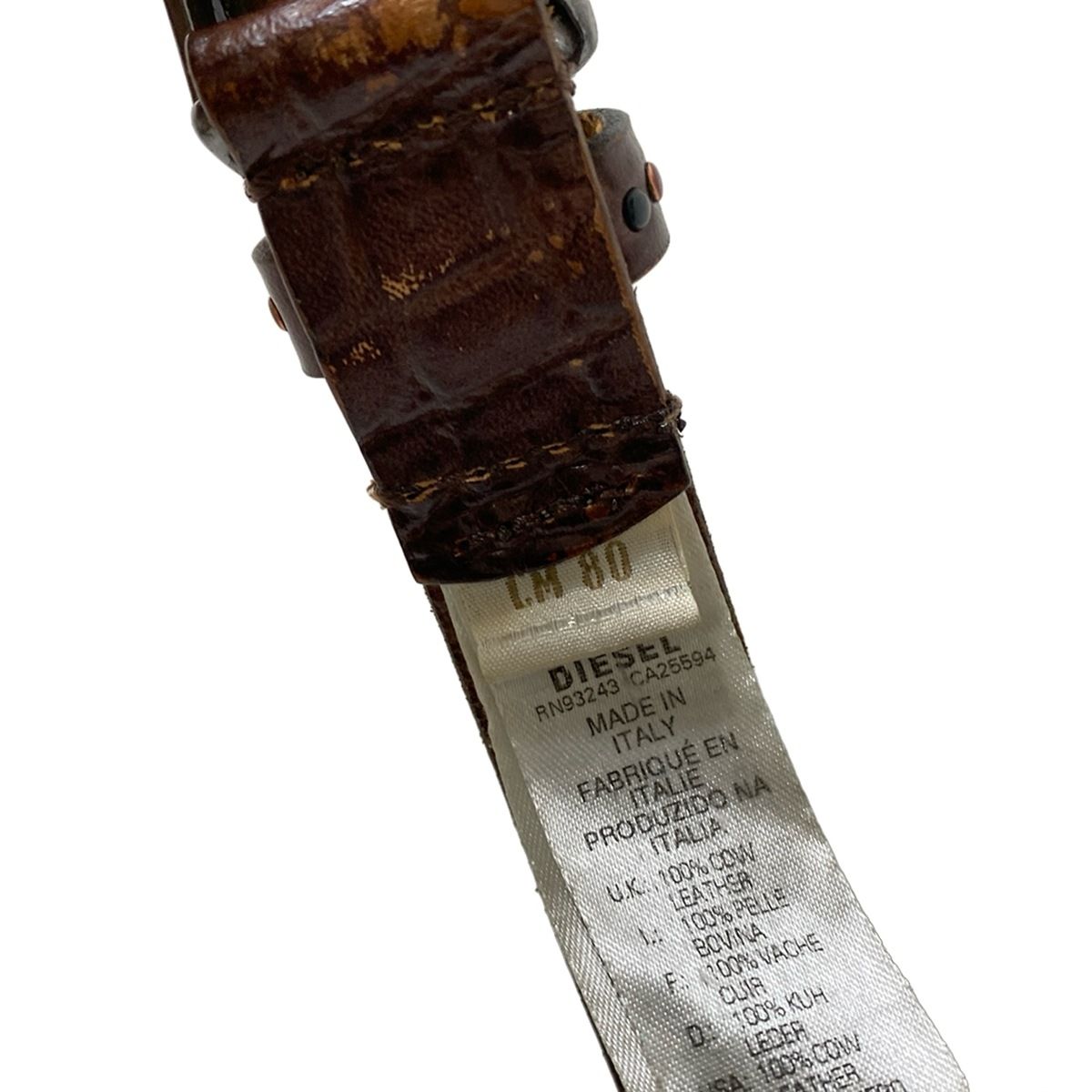 DIESEL(ディーゼル) ベルト 80cm - ダークブラウン スタッズ/型押し