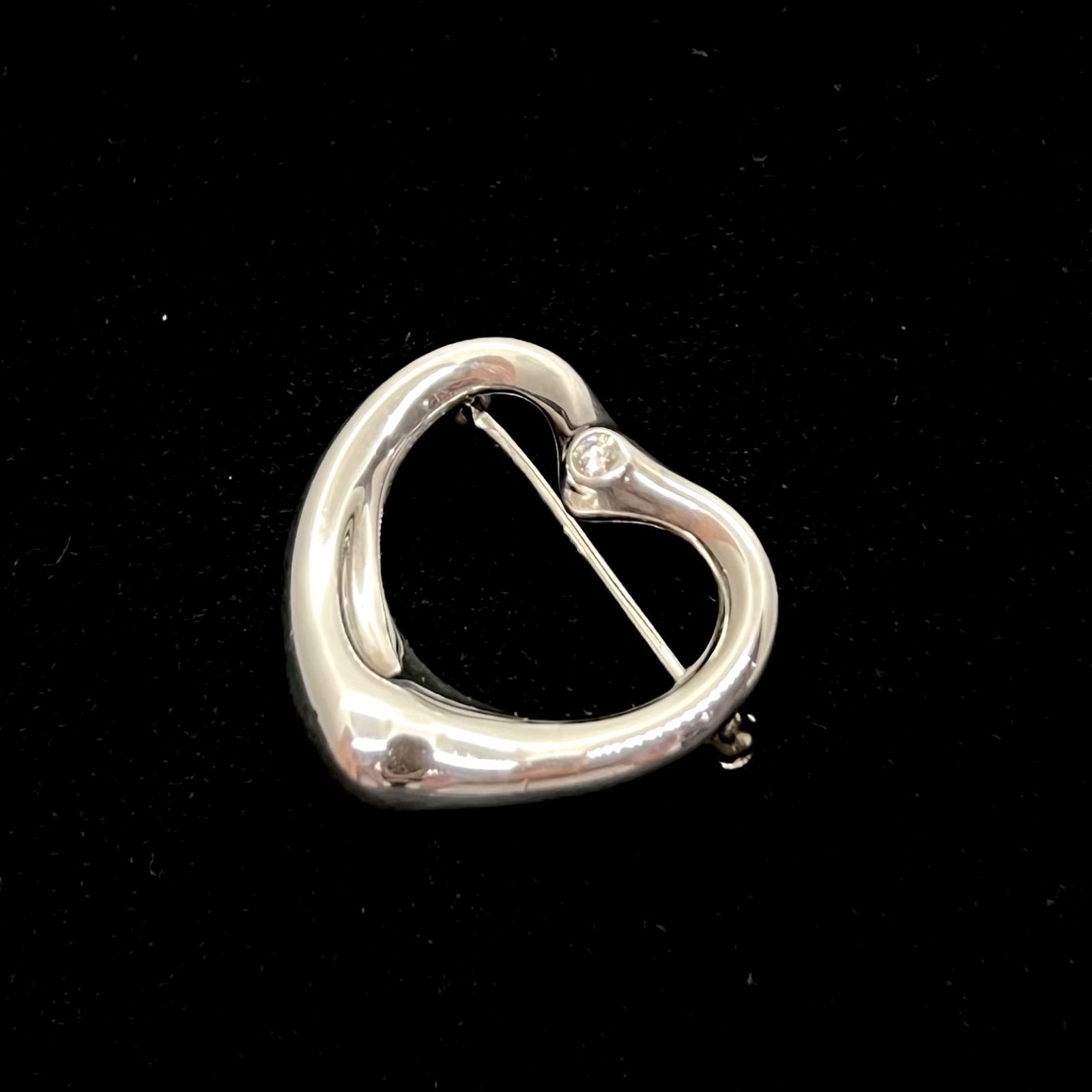美品☆Tiffany&Co. ティファニー ブローチ オープンハート ダイヤ 1粒
