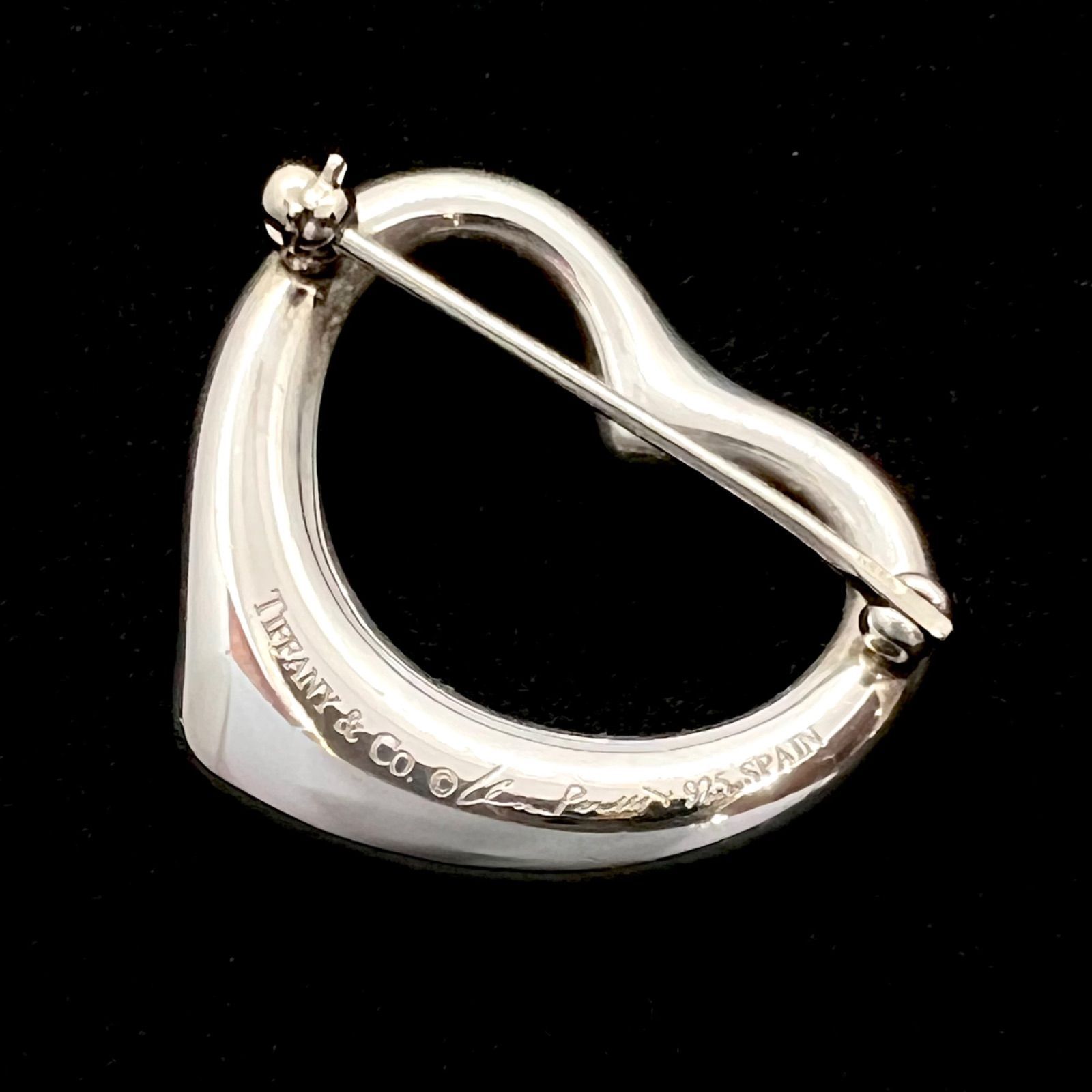 美品☆Tiffany&Co. ティファニー ブローチ オープンハート ダイヤ 1粒