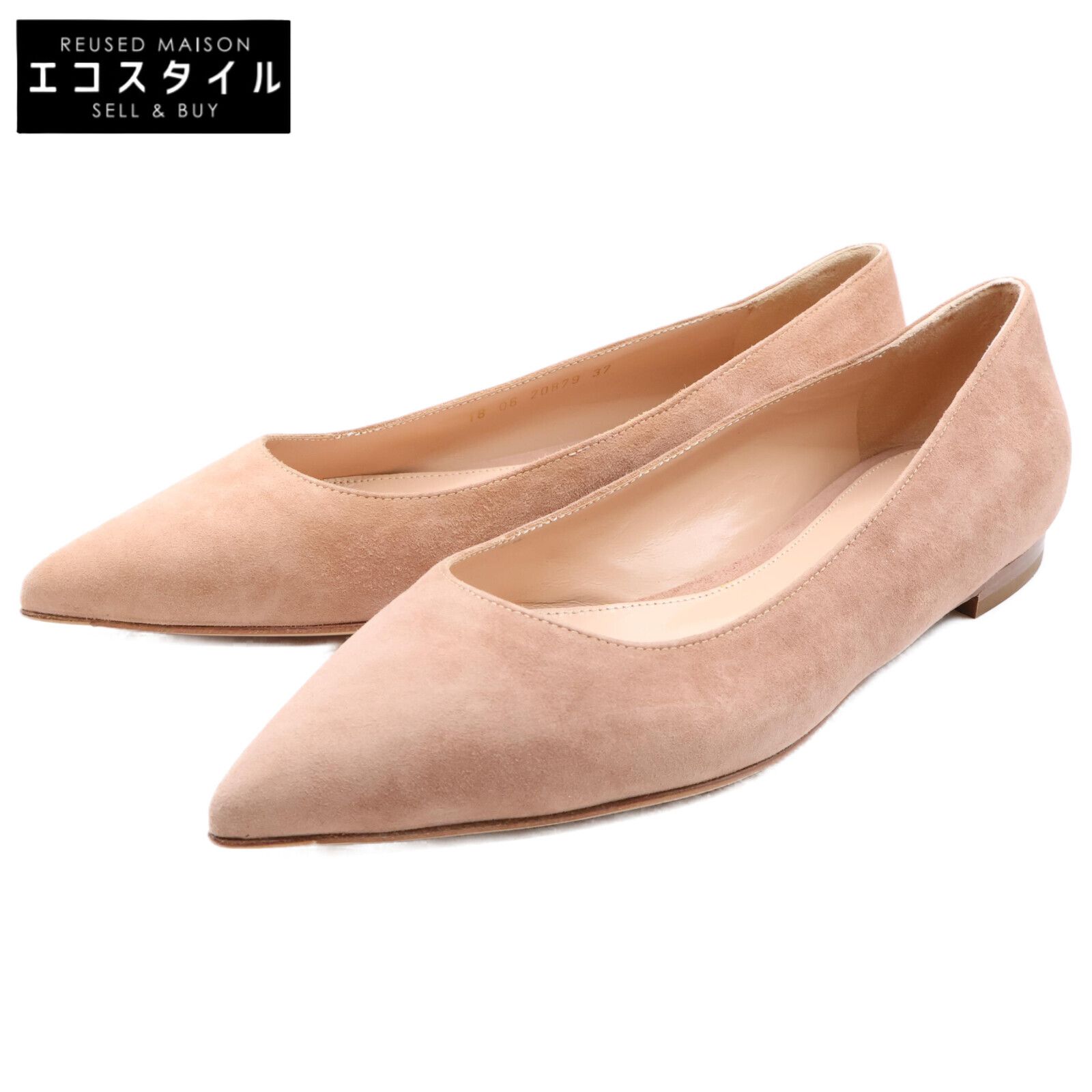 Gianvito Rossiスエードポインテッドトゥフラットシューズ Gianvito Rossi ジャンヴィトロッシ 【新品同様】スエード ポイン