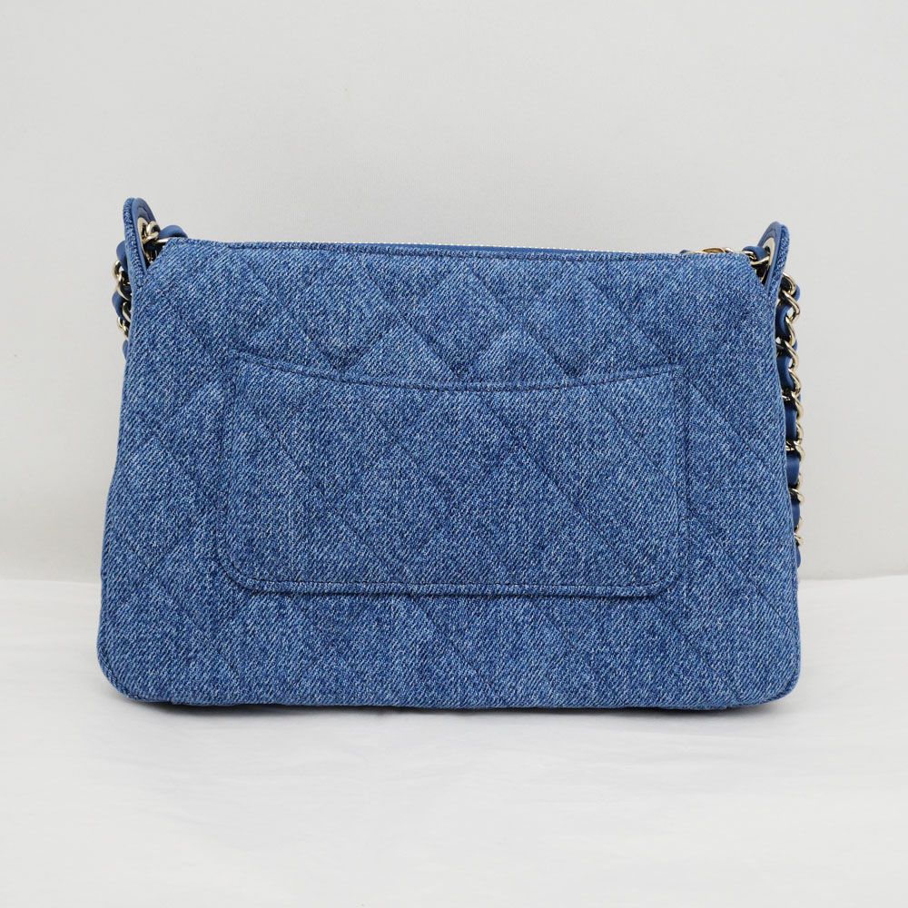 名東】シャネル チェーンクラッチバッグ チェーンショルダー ブルー