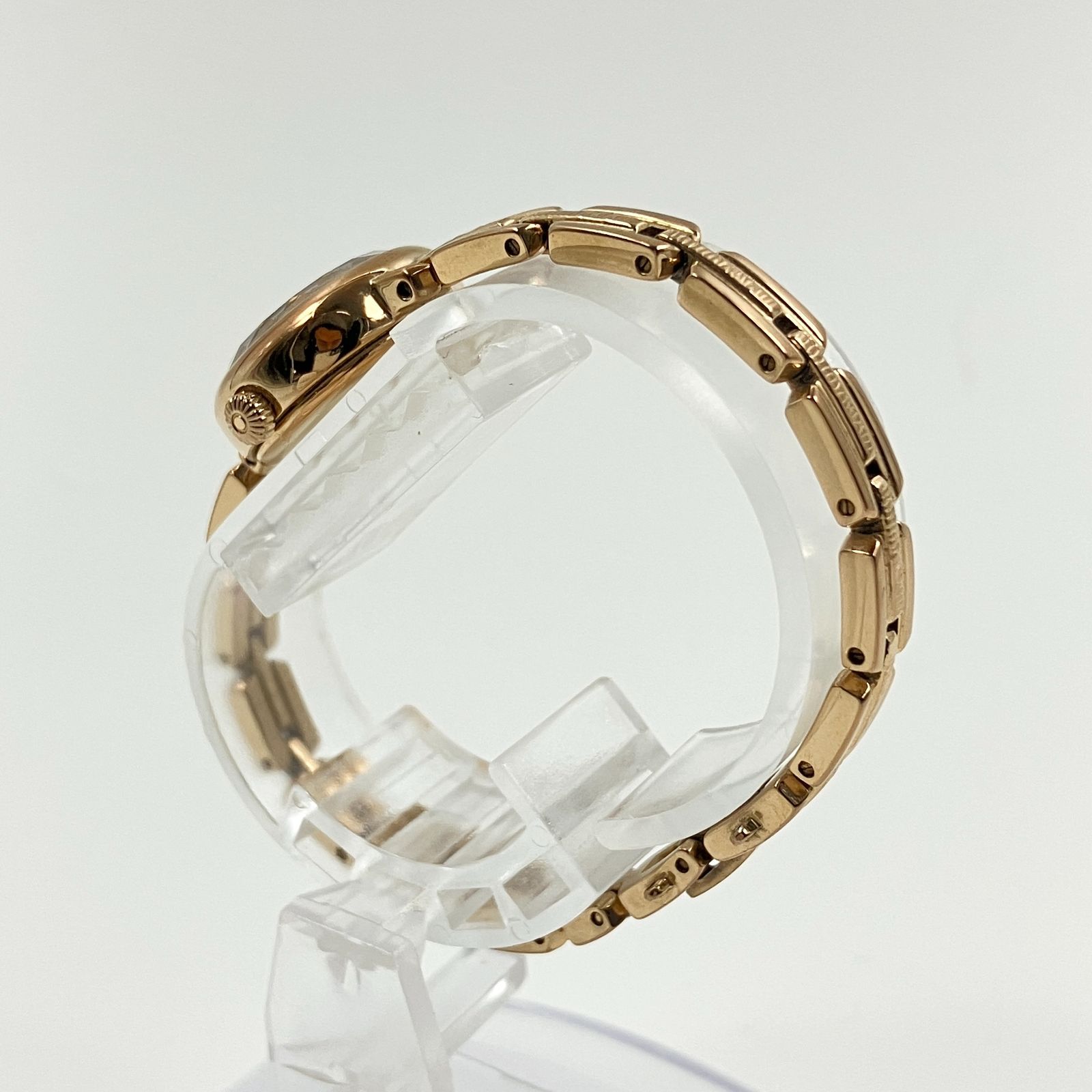 美品】アガット agete 腕時計 ソーラー 1Pダイヤ シェル文字盤 ピンク