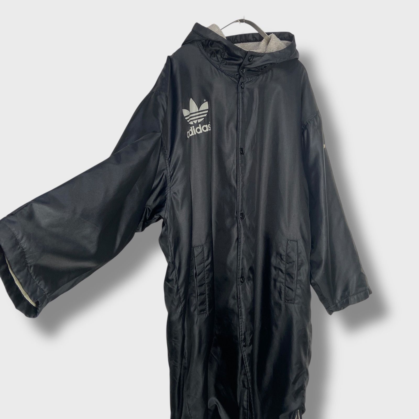 ☆adidas☆ベンチコート☆黒☆トレフォイルロゴ☆バックプリント