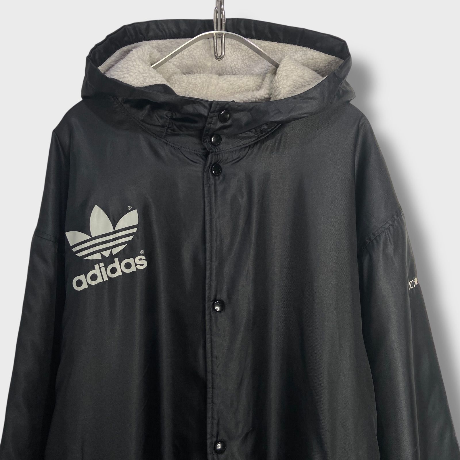 ☆adidas☆ベンチコート☆黒☆トレフォイルロゴ☆バックプリント