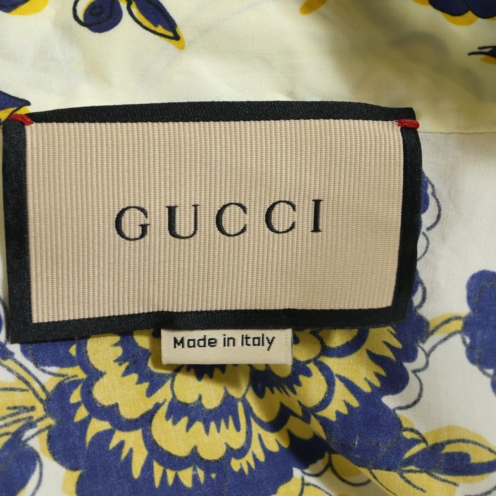 GUCCI (グッチ) フラワー総柄プリント ボウカラー ハーフスリーブ