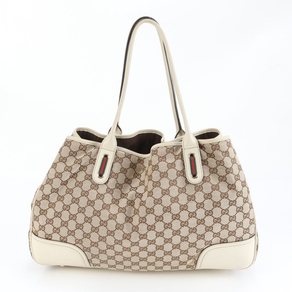 極美品 グッチ GGキャンバス プリンシー 161719 レザー トート バッグ
