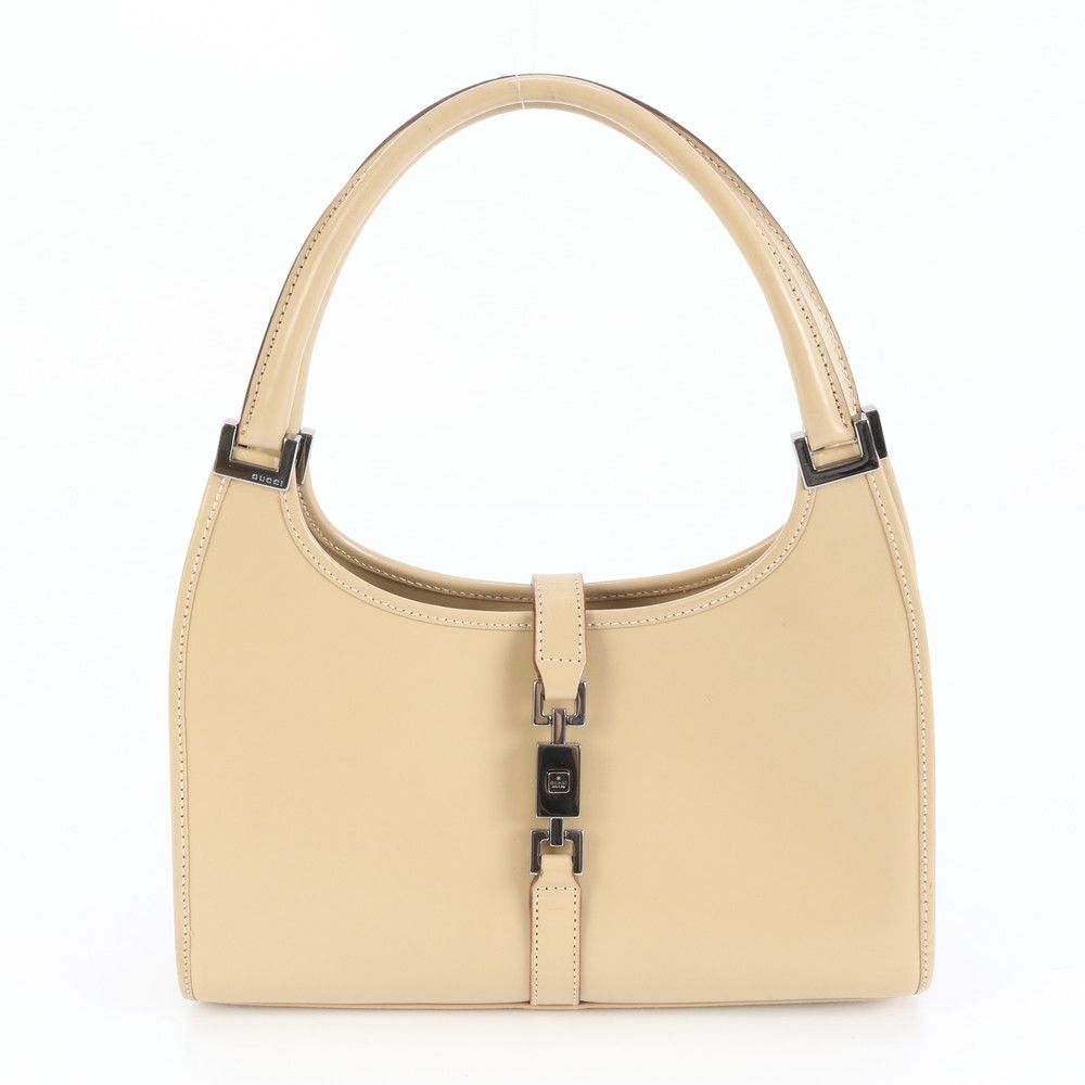 極美品 グッチ ジャッキー ベージュ 002 1068 レザー ハンドバッグ 本