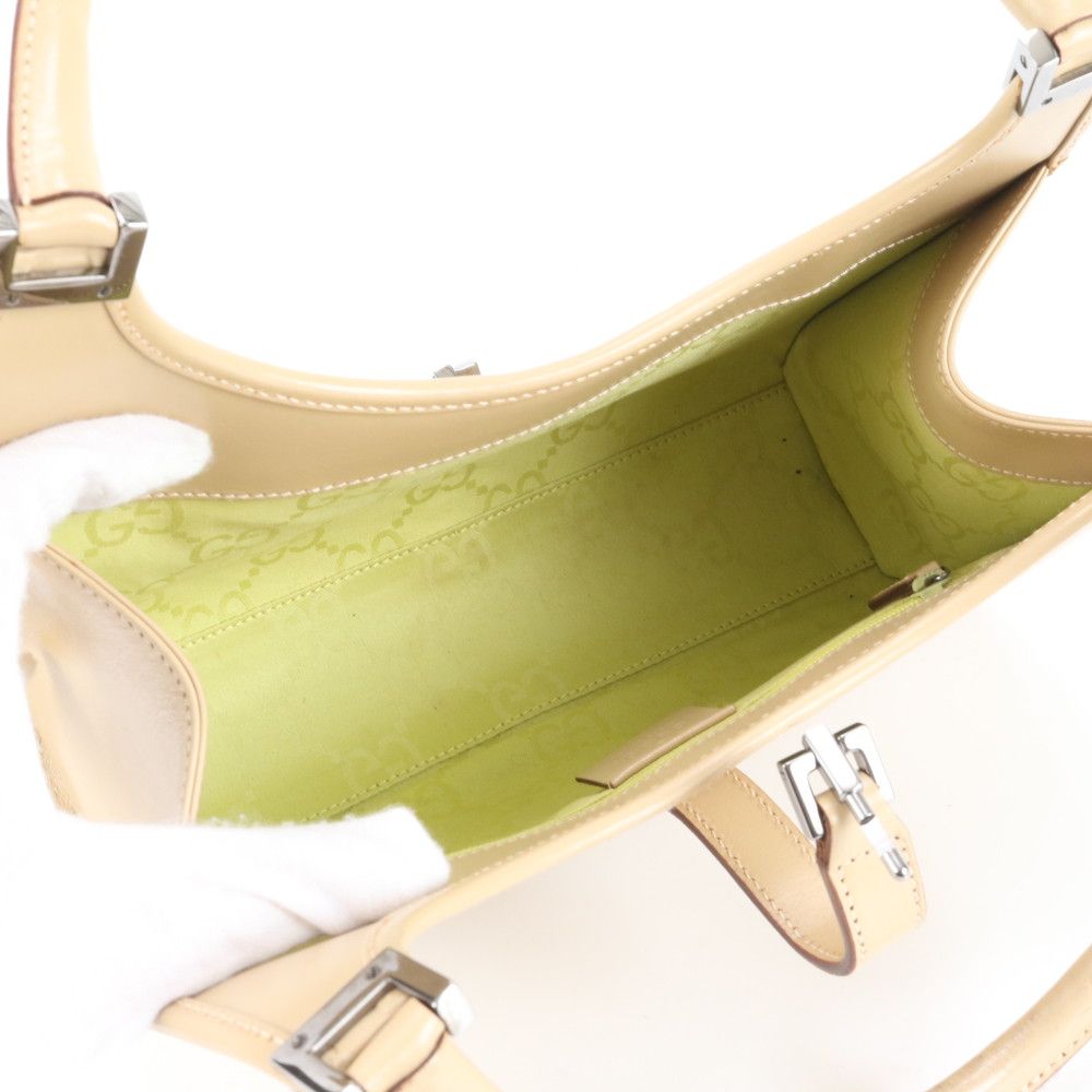 極美品 グッチ ジャッキー ベージュ 002 1068 レザー ハンドバッグ 本