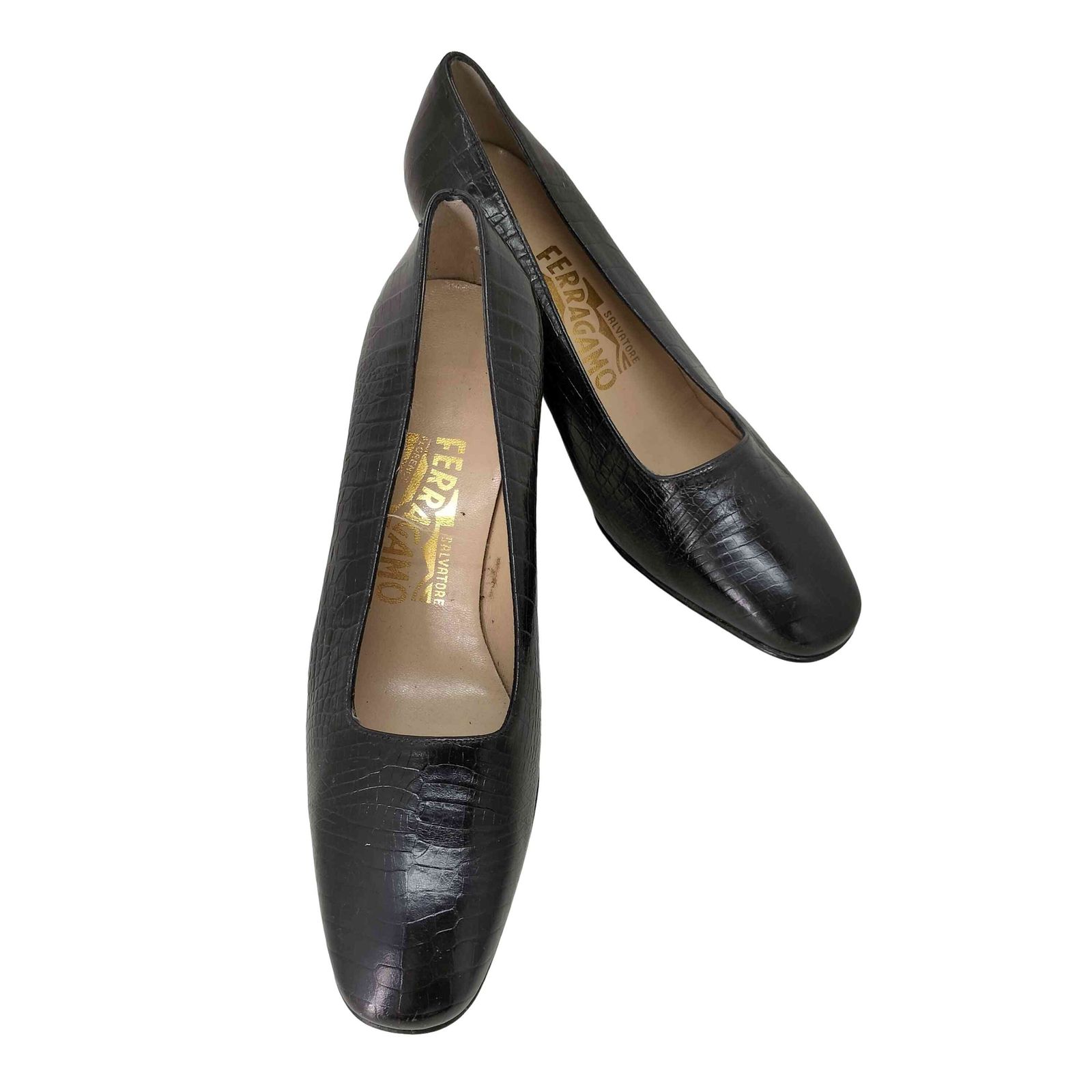 サルヴァトーレフェラガモ Salvatore Ferragamo スクエアトゥ クロコ