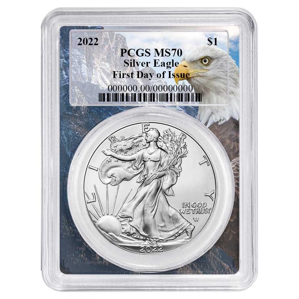 2022年 1ドル アメリカン シルバー イーグル PCGS MS70 FDOI イーグル
