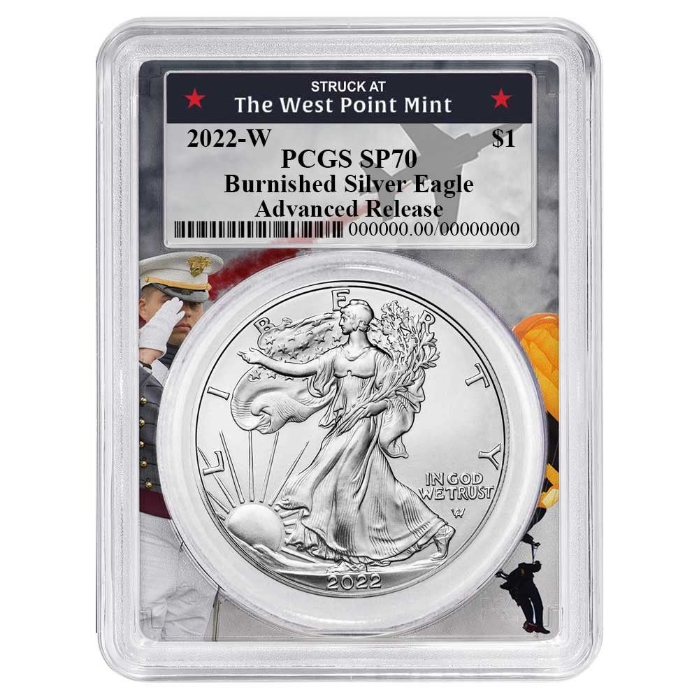 2022-W バーニッシュ仕上げ 1ドル アメリカン シルバー イーグル PCGS