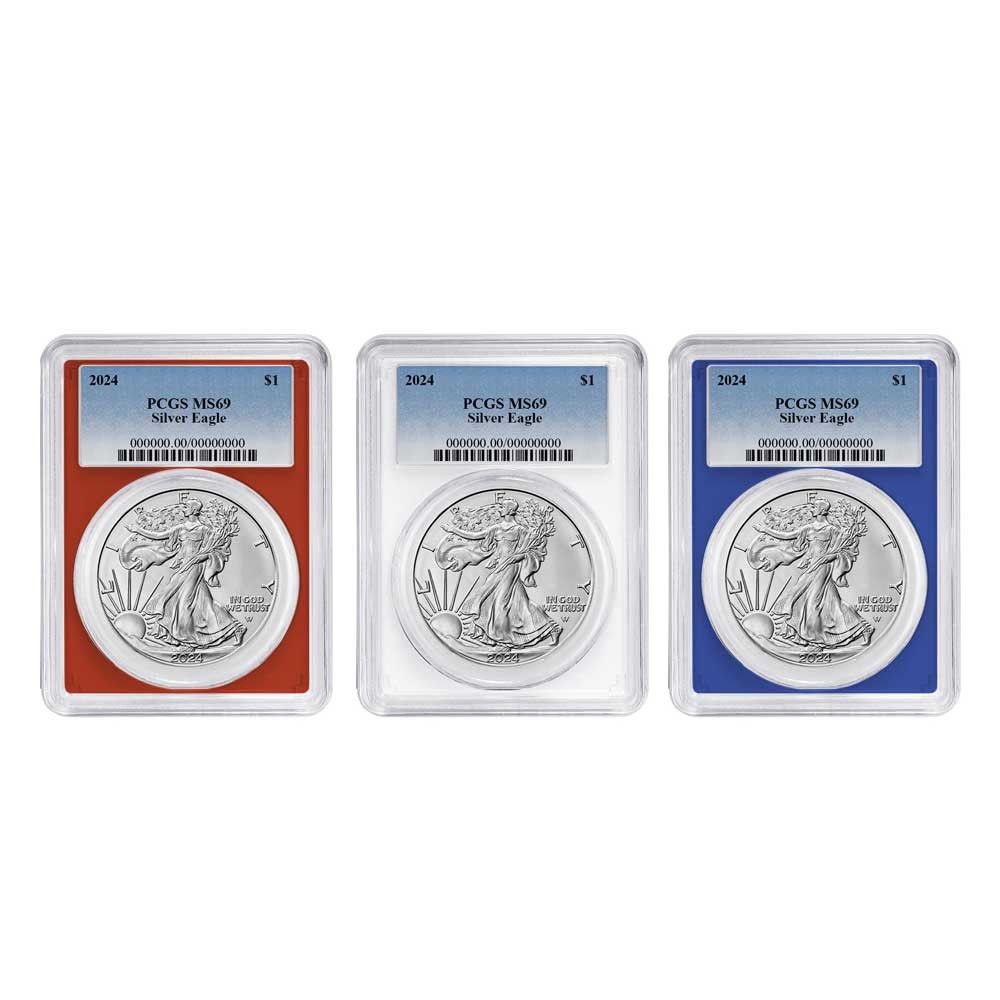2017年 PCGS MS70 シルバーイーグル 3枚セット　星条旗3色リング 2017年 PCGS MS70 シルバーイーグル 3枚セット 星条旗3色リング