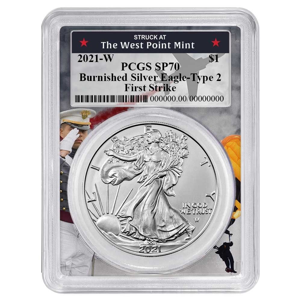 2021-W バーニッシュ仕上げ $1 タイプ2 アメリカンシルバーイーグル