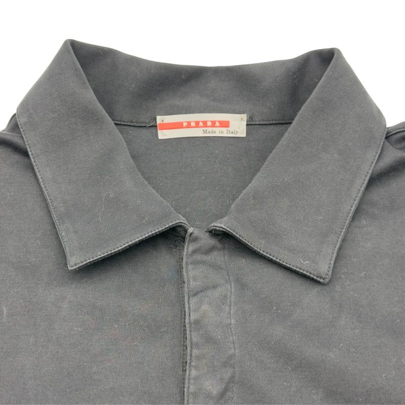 プラダスポーツ PRADA SPORTS ラバーゴム長袖ポロシャツ ブラック
