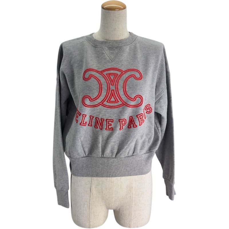 本物CELINE トリオンフ　トリオンフ スウェットシャツ セリーヌ CELINE トリオンフロゴスウェットシャツ 2Y72A450I グレー