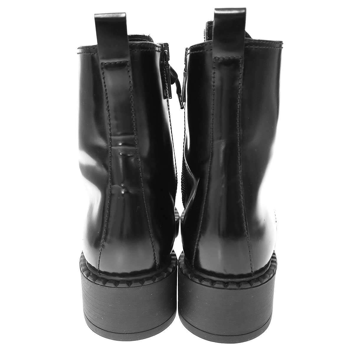 PRADA プラダ ブラッシュドレザーサイドジップレースアップブーツ