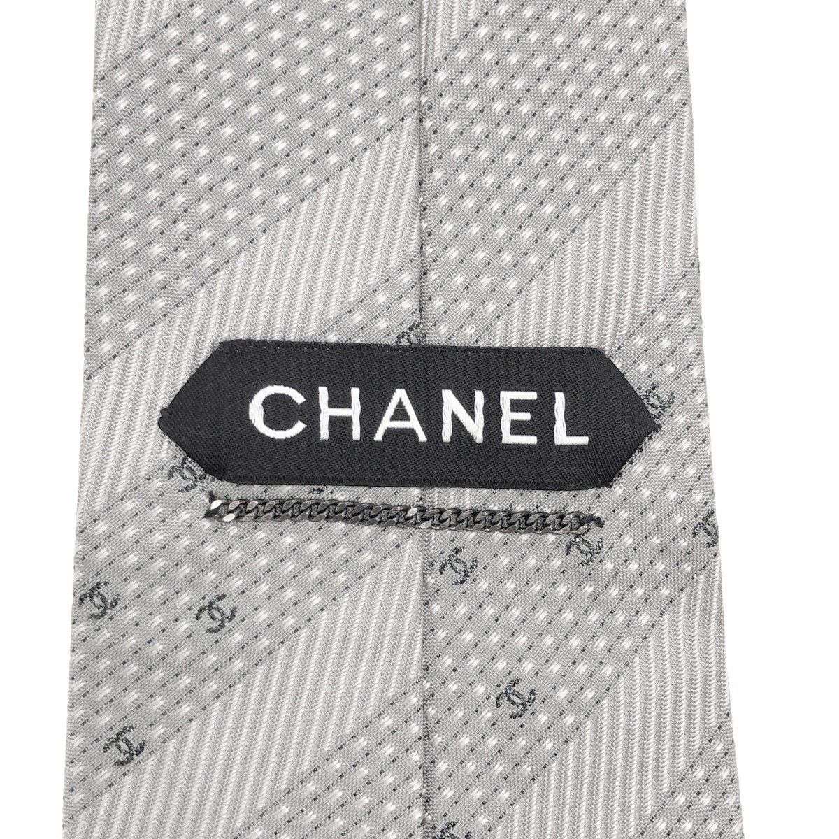 CHANEL シャネル ココマークレジメンタルネクタイ グレー - メルカリ