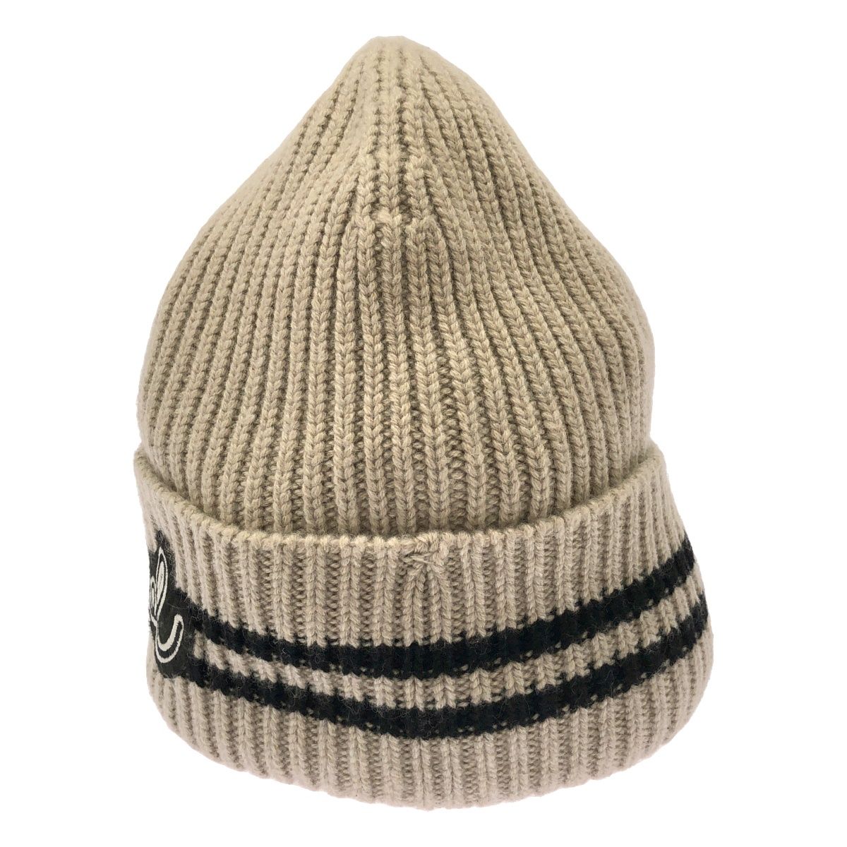 CHANEL シャネル ロゴワッペン カシミヤニットキャップ ベージュ