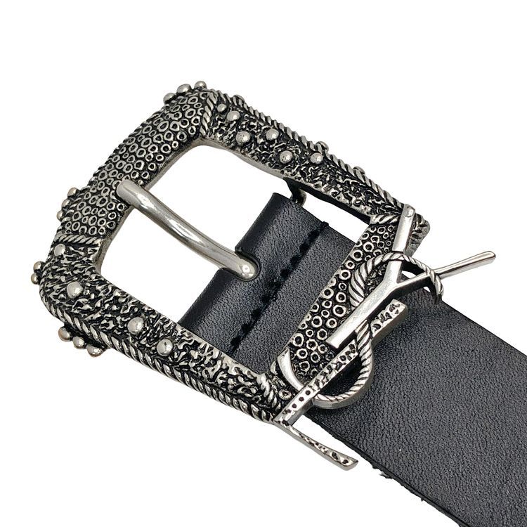 SAINT LAURENT サンローラン　黒 レザー ベルト SAINT LAURENT PARIS サンローラン パリ YSL ロゴバックル レザー