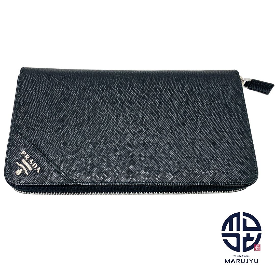 PRADA プラダ サフィアーノ 黒 ブラック ジップアラウンド トラベル