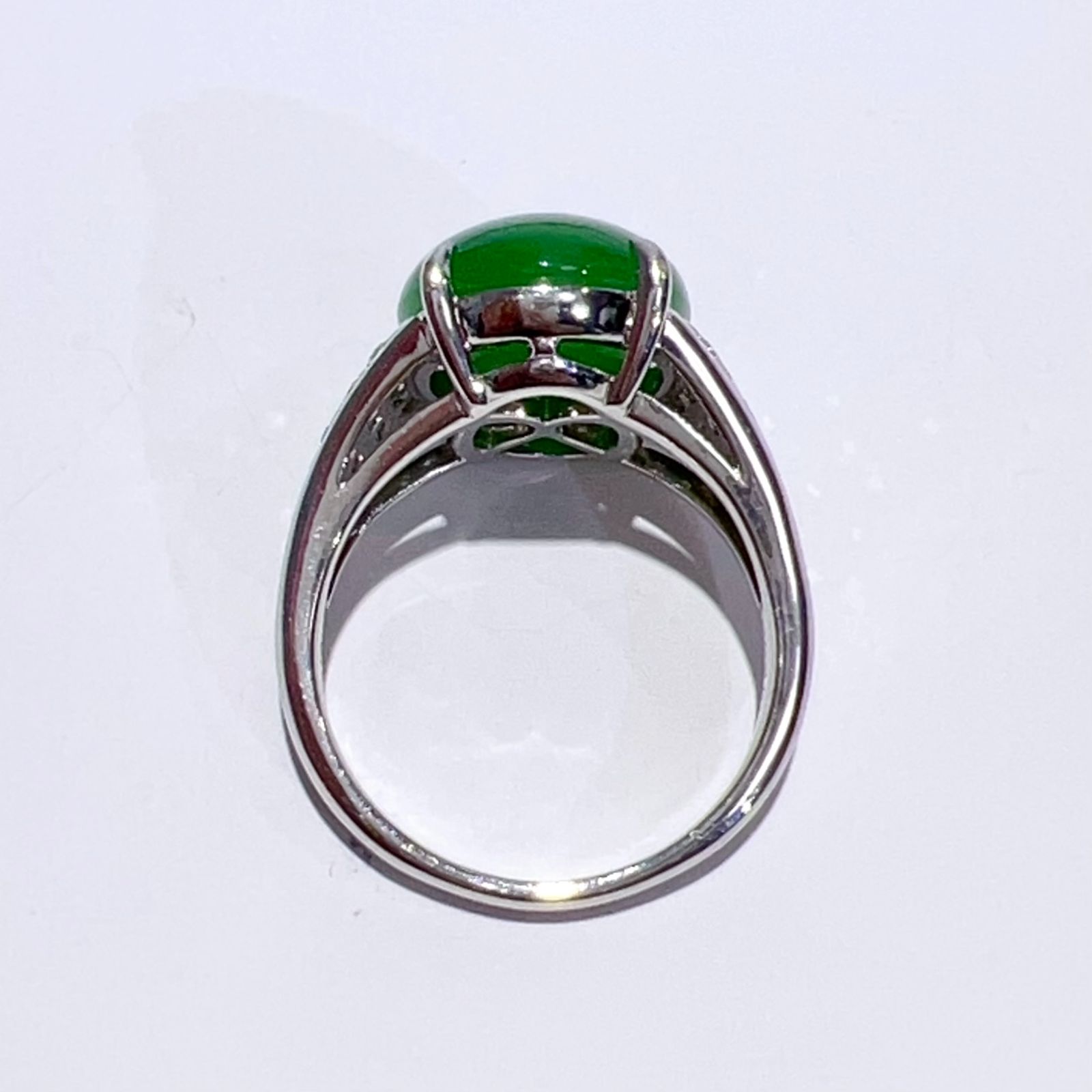 Pt900 天然 翡翠 ジェイダイト ダイヤ リング 17.5号 J11.55ct D0 