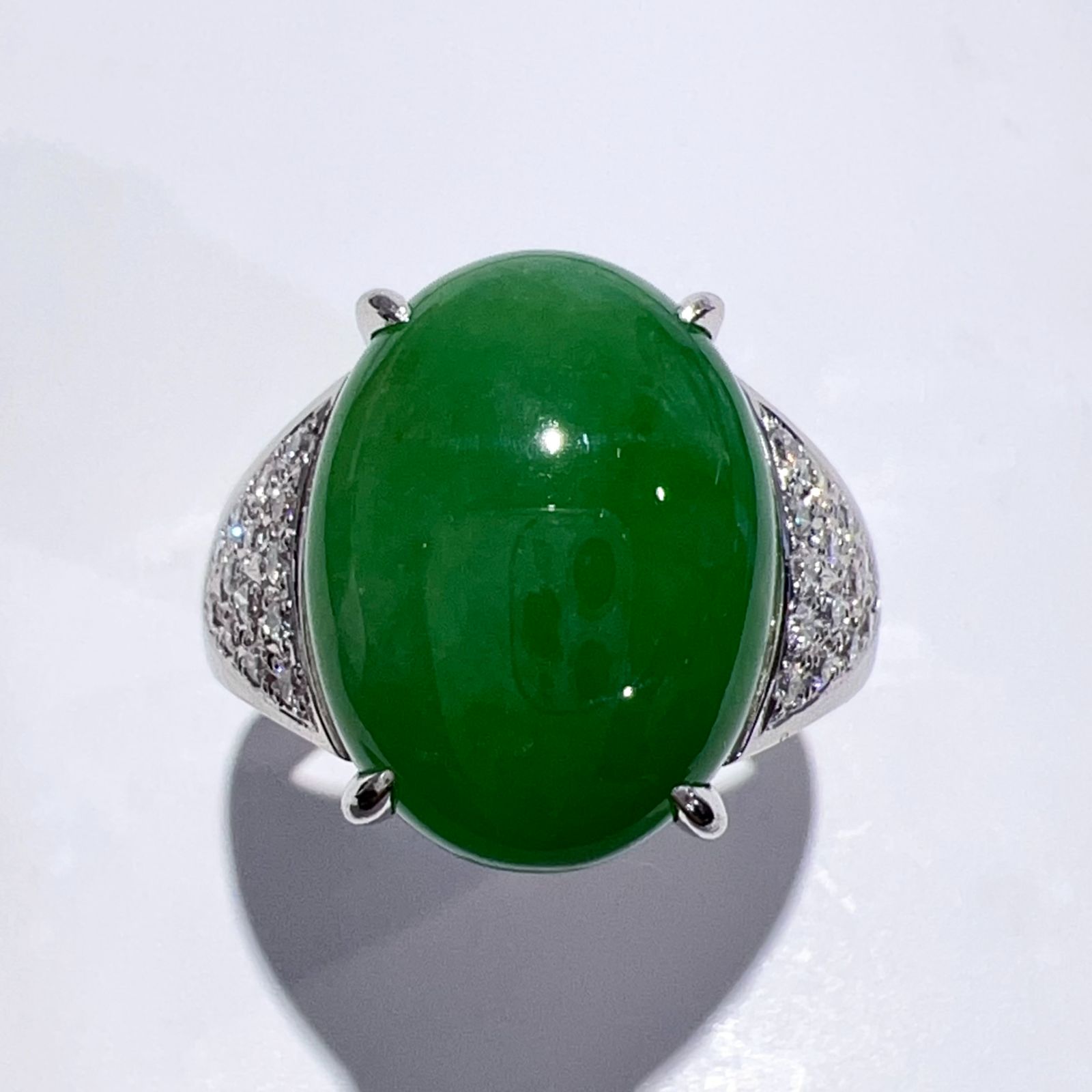 Pt900 天然 翡翠 ジェイダイト ダイヤ リング 17.5号 J11.55ct D0 