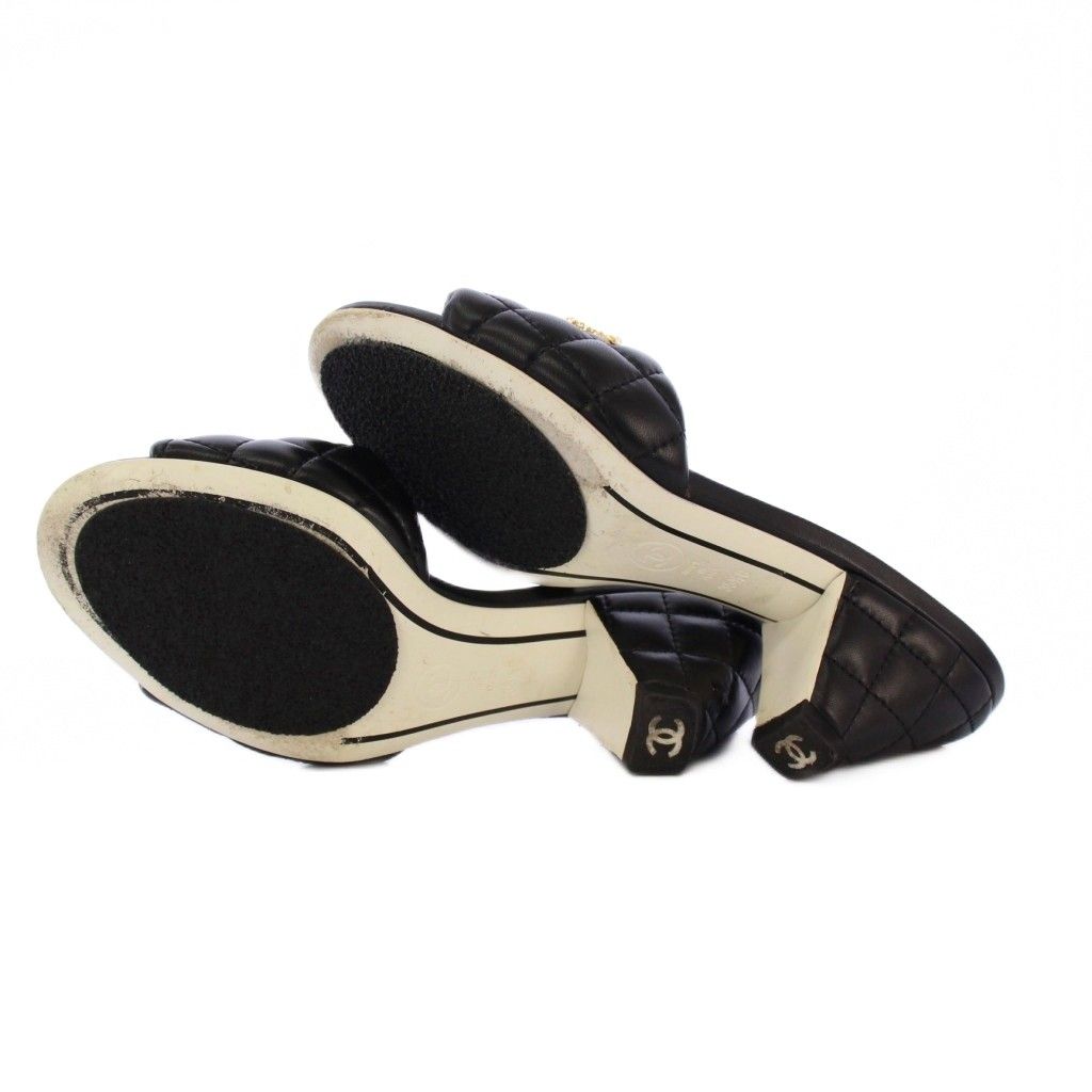 シャネル CHANEL ココマーク マトラッセ サンダル ミュール レザー