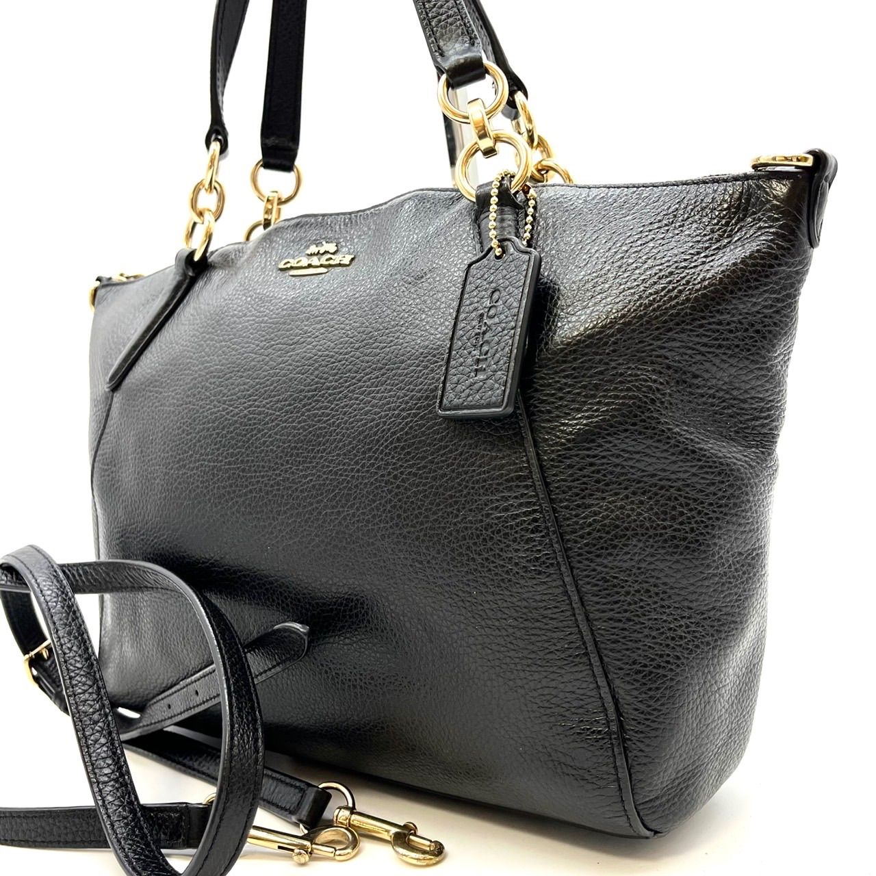 良品】coach y2k 2way shoulderbag hand gold logo parts leather 